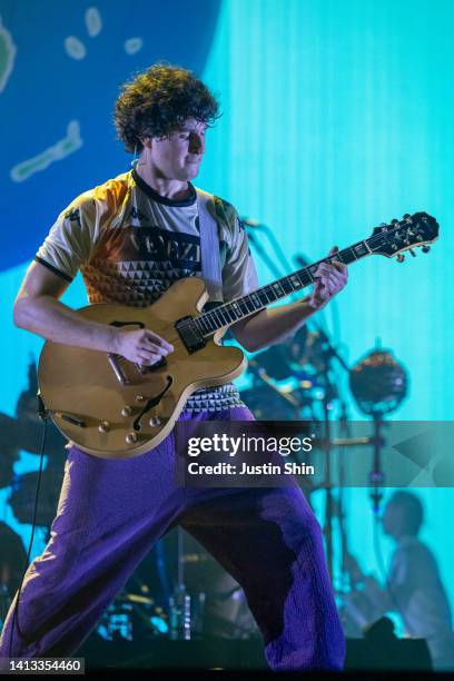 Ezra Koenig of Vampire Weekend performs during the Incheon Pentaport Music Festival on August 06, 2022 in Incheon, South Korea.