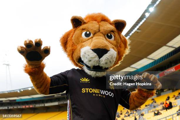 Team mascot, Leo the Lion, of Wellington poses during the round one Bunnings NPC match between Wellington and Bay of Plenty at Sky Stadium, on August...