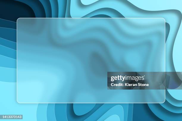 glass morphism with cut paper style abstract background and template - beschlagen stock-fotos und bilder