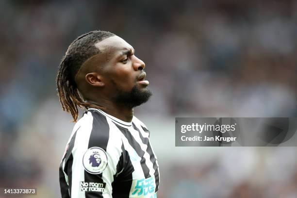 Allan Saint-Maximin of Newcastle United during the Premier League match between Newcastle United and Nottingham Forest at St. James Park on August...