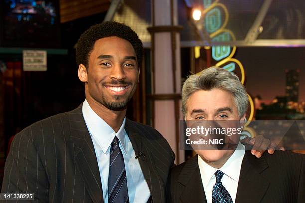 Episode 1773 -- Pictured: Basketball player Kobe Bryant and host Jay Leno on February 8, 2000 --