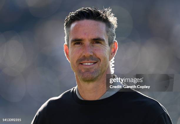 Sky Sports commentator Kevin Pietersen during the The Hundred match between Manchester Originals Men and Northern Superchargers Men at Emirates Old...