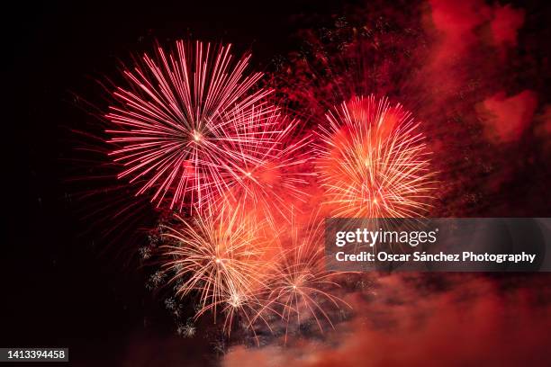 waterfront fireworks - fire works stock pictures, royalty-free photos & images