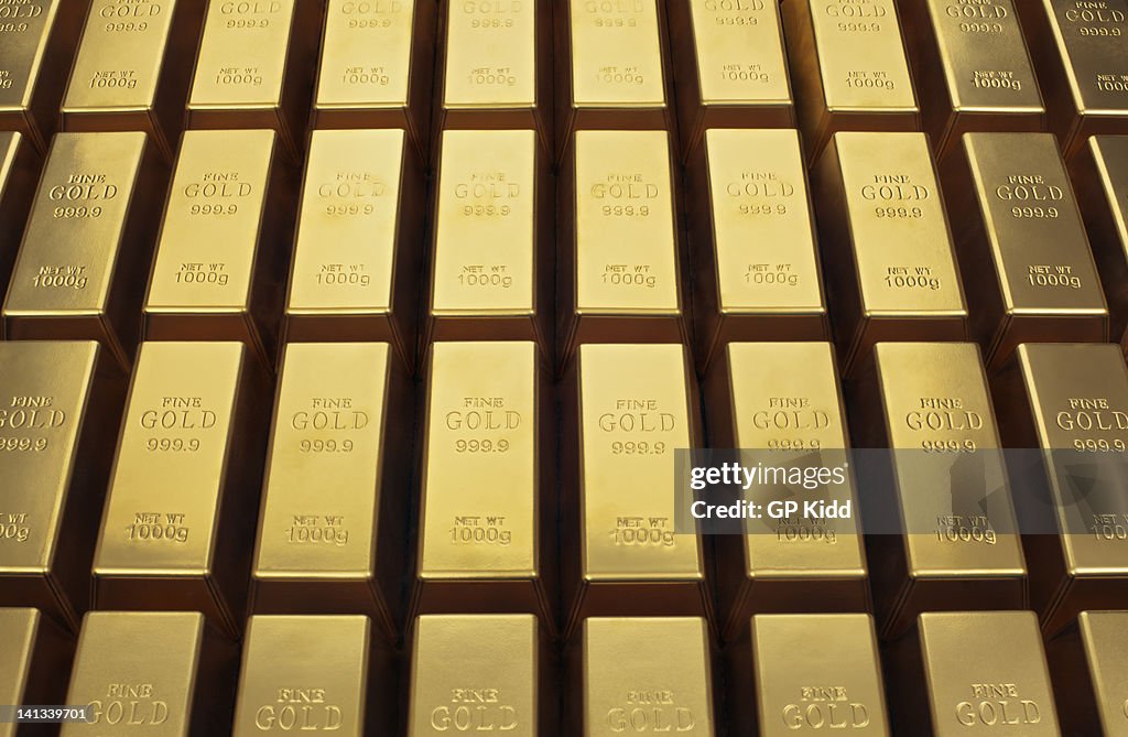 Close up of gold bars