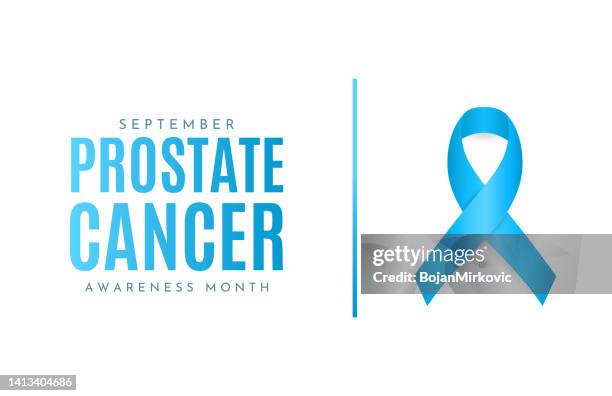 prostatakrebs-bewusstseinsmonatskarte, september. vektor - cancer ribbon stock-grafiken, -clipart, -cartoons und -symbole