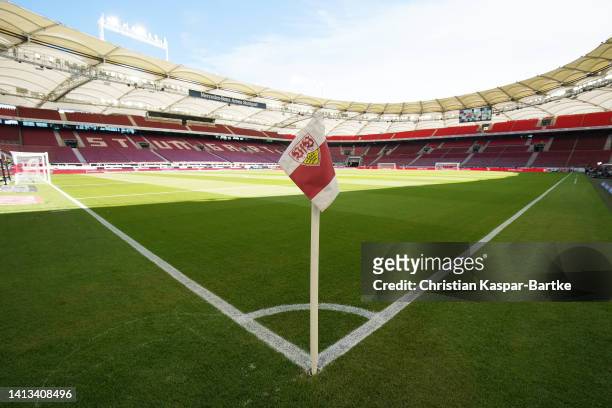 General view inside the stadium prior to the Bundesliga match between VfB Stuttgart and RB Leipzig at Mercedes-Benz Arena on August 07, 2022 in...