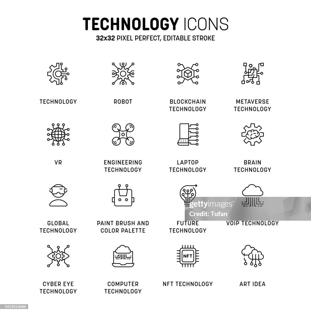 Technology icons set. Emerging technology icons. Information technology vector