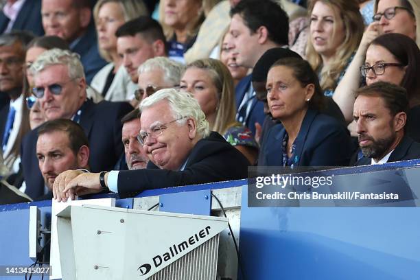 Everton chairman Bill Kenwright looks on during the Premier League match between Everton FC and Chelsea FC at Goodison Park on August 06, 2022 in...