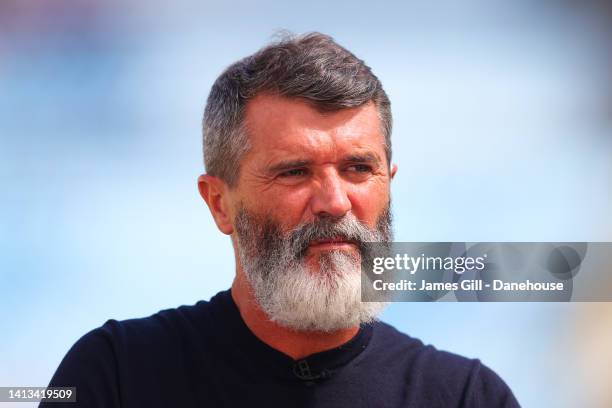 Sky Sports pundit and former Manchester United and Republic of Ireland player Roy Keane looks on prior to the Premier League match between West Ham...