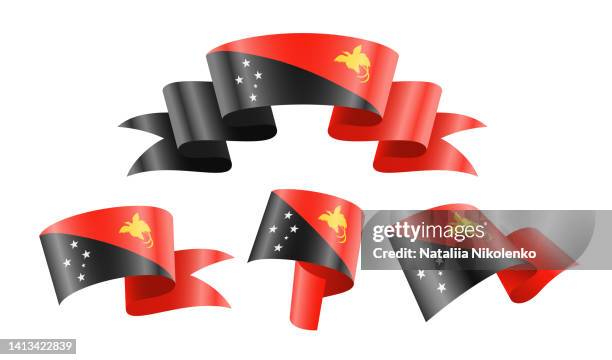 papua new guinea - collection of waving country flags. - guinea flag stock illustrations