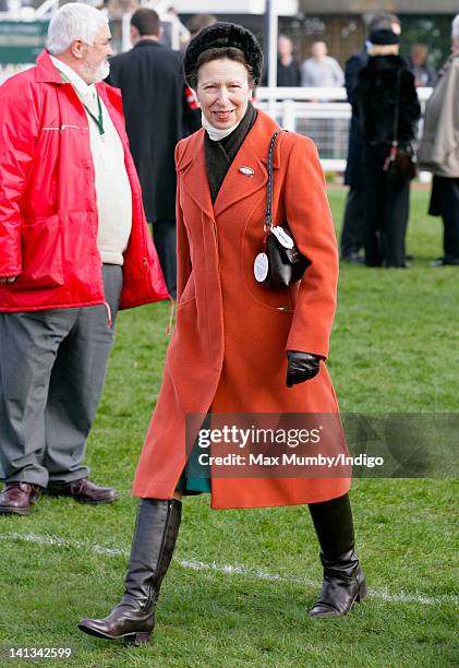 Princess Anne, The Princess Royal attends day 2 'Ladies Day' of the Cheltenham Horse Racing Festival on March 14, 2012 in Cheltenham, England.