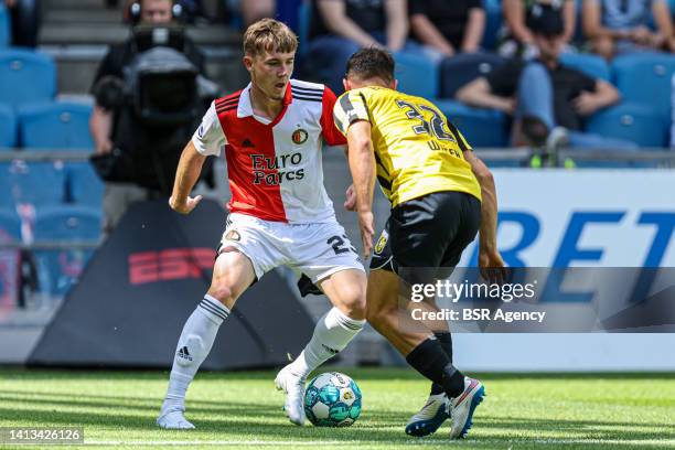 Patrik Walemark of Feyenoord, Maximilian Wittek of Vitesse during the Dutch Eredivisie match between Vitesse and Feyenoord at Gelredome on August 7,...