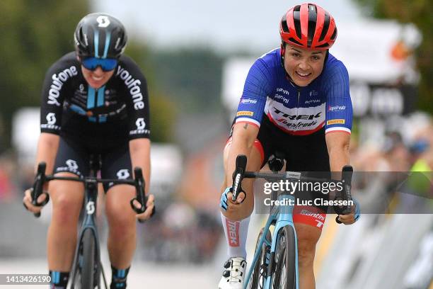 Audrey Cordon-Ragot of France and Team Trek - Segafredo the winner of the race after the disqualification of Marianne Vos of Netherlands and Jumbo...