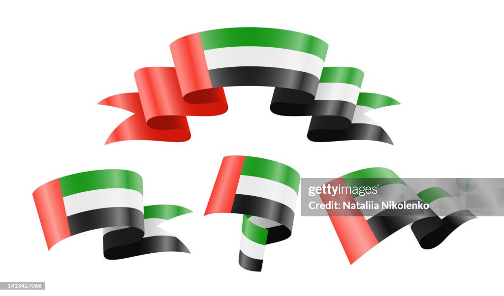 United Arab Emirates - collection of waving country flags.