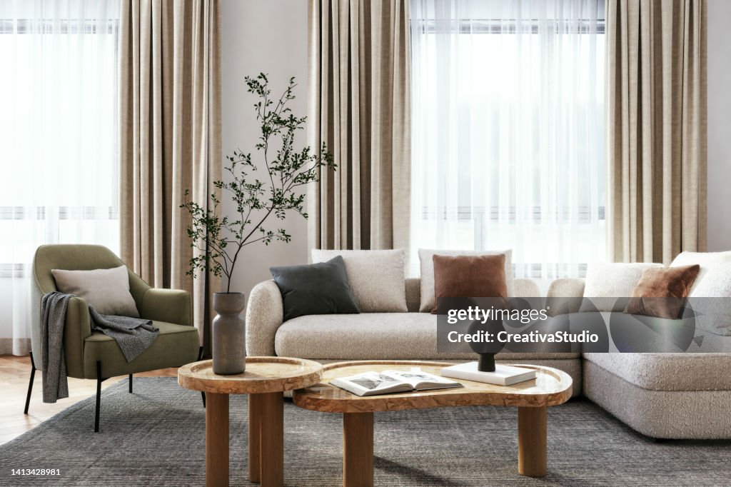 Modern living room interior - 3d render