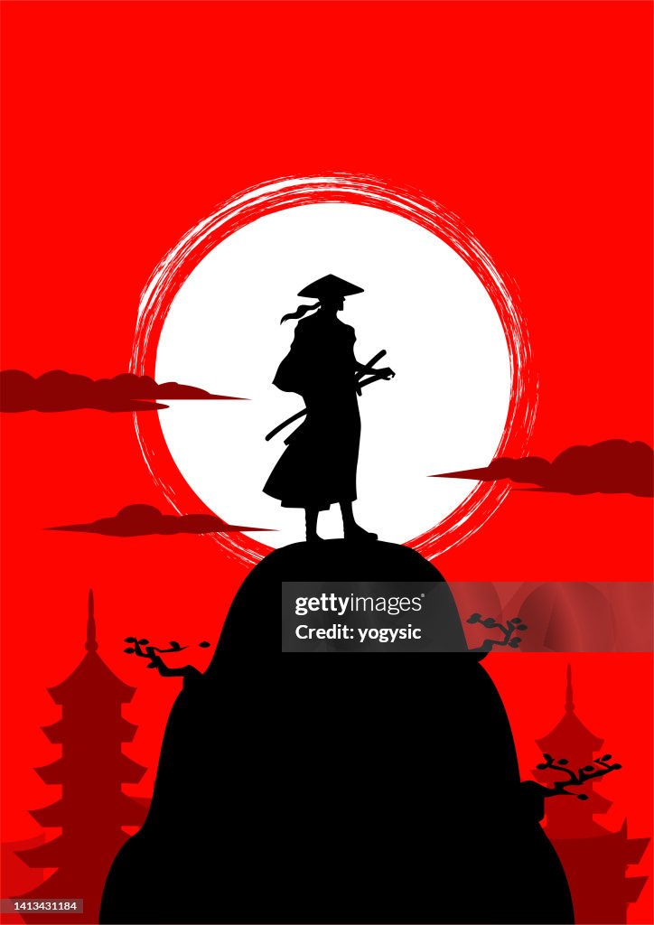 Vektor Japanische Samurai Silhouette Stock Illustration