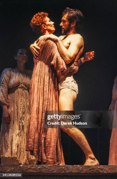 English actors Vanessa Redgrave and Timothy Dalton in rehearsals for the Theatre Royal Haymarket's production of 'Antony and Cleopatra' , London,...