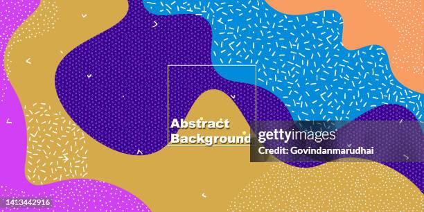abstract fun color pattern background, cartoon doodle geometric trendy shape texture. vector liquid fluid colors pattern for brochure cover template background design - 80s background stock illustrations