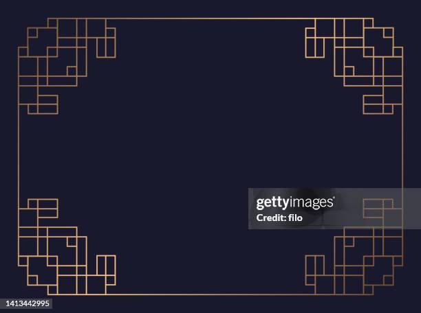 art deco goldrahmen hintergrund - art deco background stock-grafiken, -clipart, -cartoons und -symbole