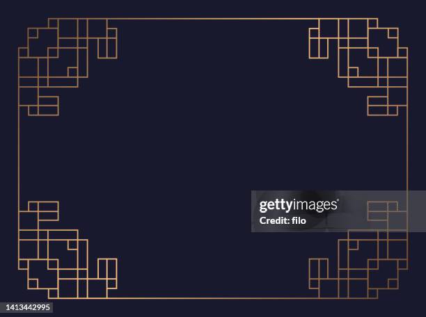 art deco gold frame background - flappers 1920s stock illustrations