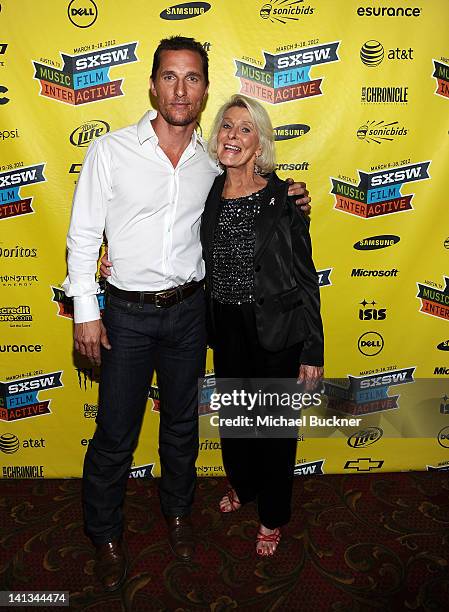 Actor Matthew McConaughey and mother Kay McConaughey attend the world premiere of "Bernie" during the 2012 SXSW Music, Film + Interactive Festival at...