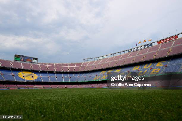 General view of the Spotify Camp Nou stadium ahead of the Joan Gamper Trophy match between FC Barcelona and Pumas UNAM at Spotify Camp Nou on August...