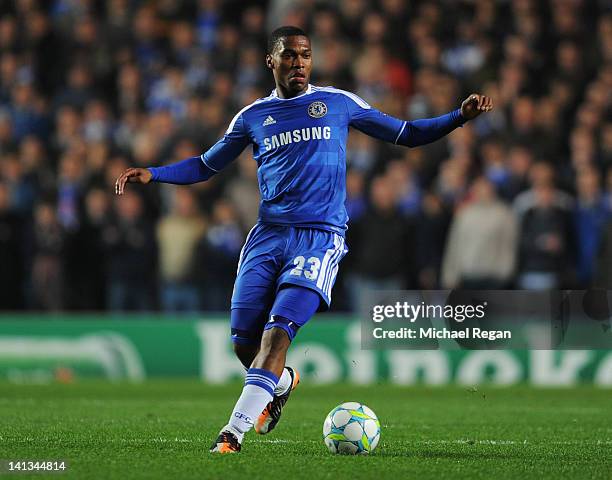 Daniel Sturridge of Chelsea in action during the UEFA Champions League Round of 16 second leg match between Chelsea FC and SSC Napoli at Stamford...