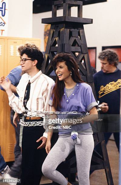 Pipe Dreams" Episode 11 -- Air Date -- Pictured: Justin Warfield as student, Tiffani Thiessen as Kelly Kapowski -- Photo by: Joseph Del Valle/NBCU...