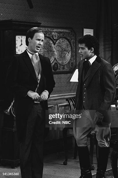 Pipe Dreams" Episode 11 -- Air Date -- Pictured: Dennis Haskins as Mr. Richard Belding, Mario Lopez as A.C. Slater -- Photo by: Joseph Del Valle/NBCU...