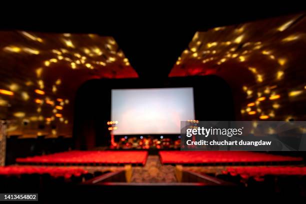 illuminated projection screen in an empty cinema and concert stage - thailand illumination festival bildbanksfoton och bilder