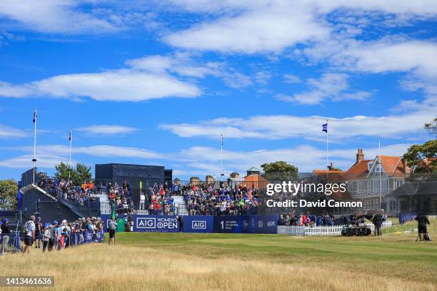 Lim Kim of South Korea plays her tee shot on the first hole during the final round of the AIG Women's Open at Muirfield on August 07, 2022 in...