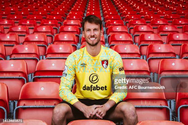 Bournemouth unveil new signing Neto at Vitality Stadium on August 05, 2022 in Bournemouth, England.