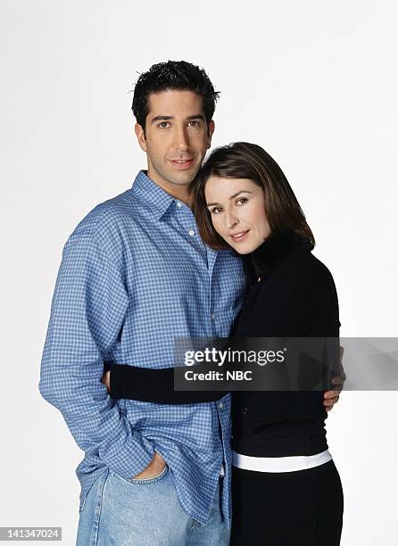 David Schwimmer as Dr. Ross Geller, Helen Baxendale as Emily Waltham -- Photo by: NBC/NBCU Photo Bank