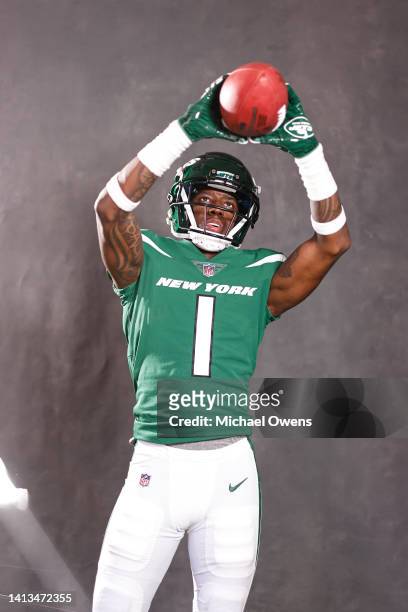 Sauce Gardner of the New York Jets poses for a portrait during the NFLPA Rookie Premiere on May 21, 2022 in Los Angeles, California