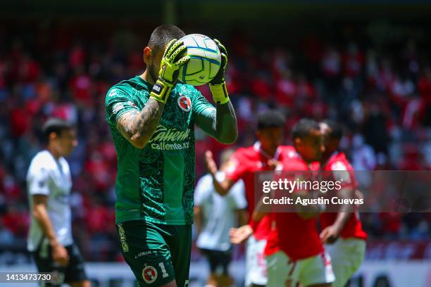 Jonathan Orozco of Tijuana reacts during the 7th round match between Toluca and Tijuana as part of the Torneo Apertura 2022 Liga MX at Nemesio Diez...