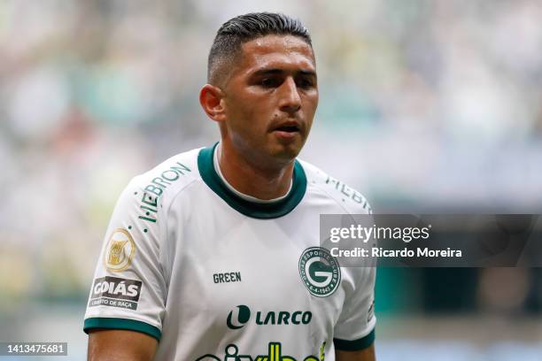 Danilo Barcelos of Goias looks on during the match between Palmeiras and Goias as part of Brasileirao Series A 2022 at Allianz Parque on August 07,...