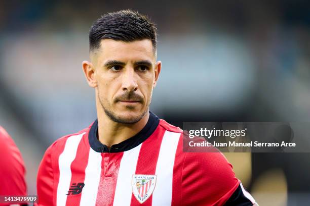 Yuri Berchiche of Athletic Club reacts during the Athletic Club v Real Sociedad - Pre-Season Friendly at Lasesarre Stadium on August 05, 2022 in...