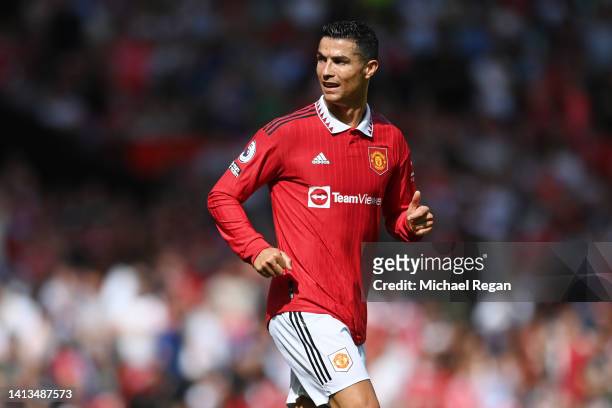 Cristiano Ronaldo of Manchester United in action during the Premier League match between Manchester United and Brighton & Hove Albion at Old Trafford...