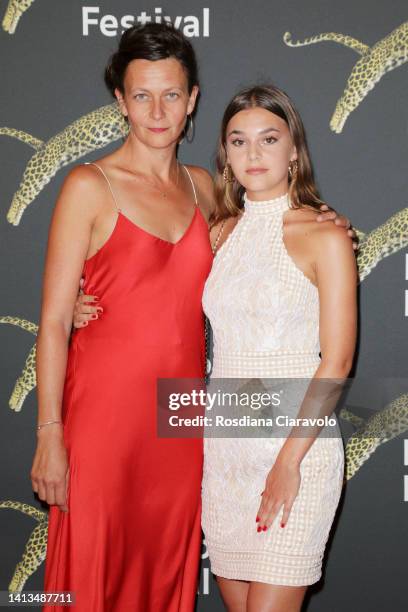 Julie Lerat-Gersant and Pili Groyne attend the 75th Locarno Film Festival red carpet on August 07, 2022 in Locarno, Switzerland.