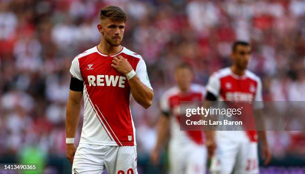 Jan Thielmann of Cologne is seen during the Bundesliga match between 1. FC Köln and FC Schalke 04 at RheinEnergieStadion on August 07, 2022 in...