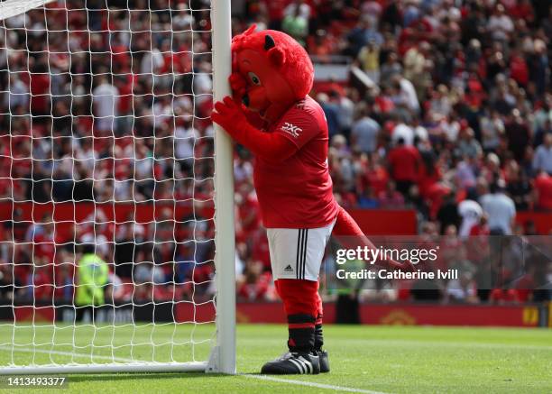 Manchester United mascot Fred the Red during the Premier League match between Manchester United and Brighton & Hove Albion at Old Trafford on August...