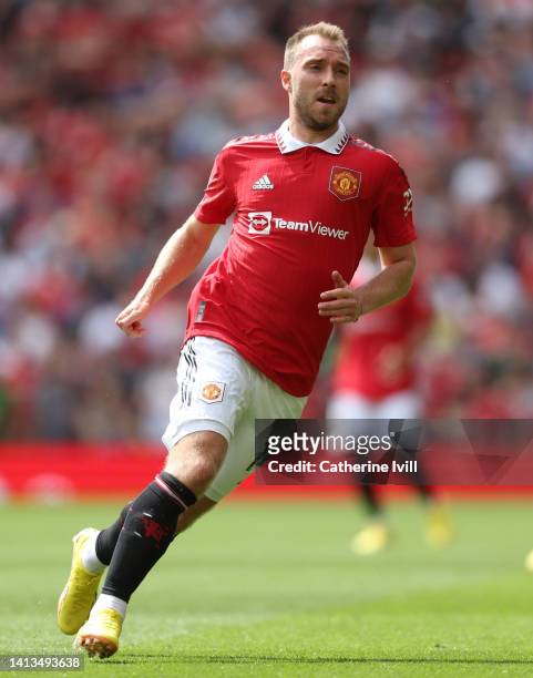 Christian Eriksen of Manchester United during the Premier League match between Manchester United and Brighton & Hove Albion at Old Trafford on August...