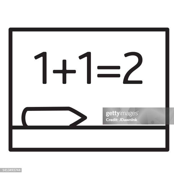 back to school mathematics on a chalkboard icon - editable stroke - basic math chalkboard stock illustrations