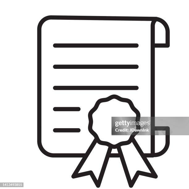 back to school certificate icon - editable stroke - certificate icon vector stock illustrations