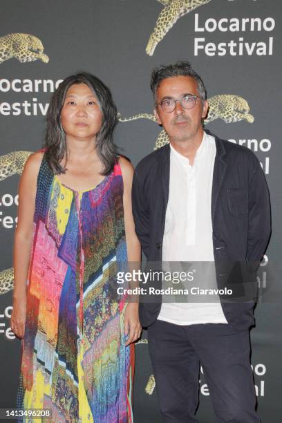 Uljana Kim and Thanassis Karathanos attend the 75th Locarno Film Festival red carpet on August 07, 2022 in Locarno, Switzerland.