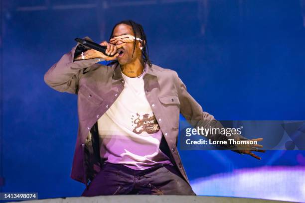 Travis Scott performs at The O2 Arena on August 07, 2022 in London, England.