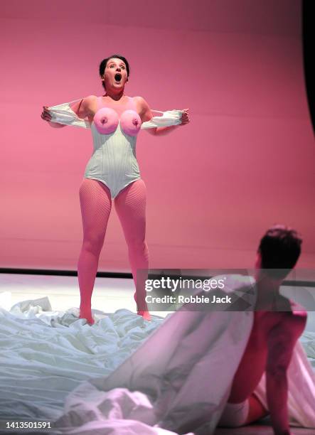 Elsa Benoit as Therese and Regis Mengus as The Husband in Glyndebourne's production of Poulenc's Les Mamelles de Tiresias, part of the Poulenc Double...