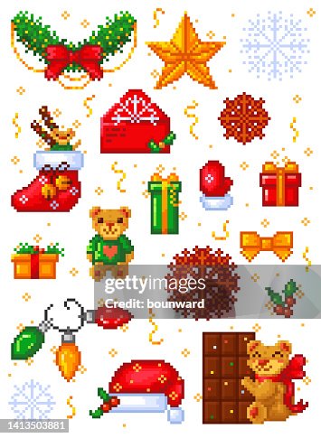 Pixel Christmas Elements Pixel Christmas Elements