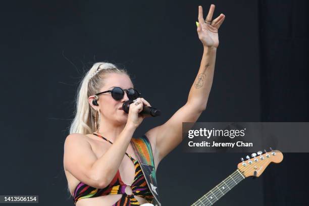 Lindsay Ell performs during day 4 of the 2022 Boots And Hearts Music Festival at Burl's Creek Event Grounds on August 07, 2022 in Oro Station,...