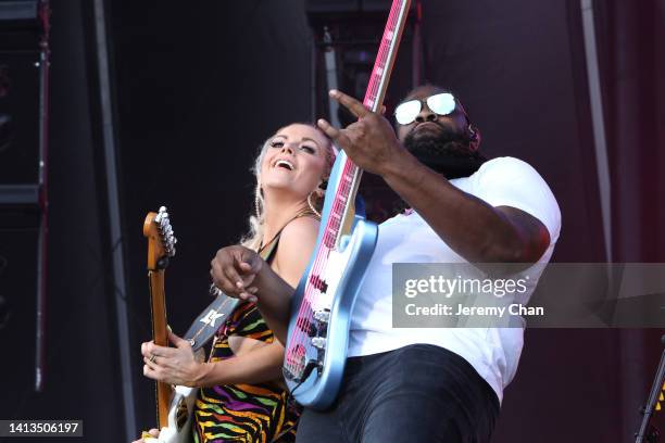 Lindsay Ell performs during day 4 of the 2022 Boots And Hearts Music Festival at Burl's Creek Event Grounds on August 07, 2022 in Oro Station,...